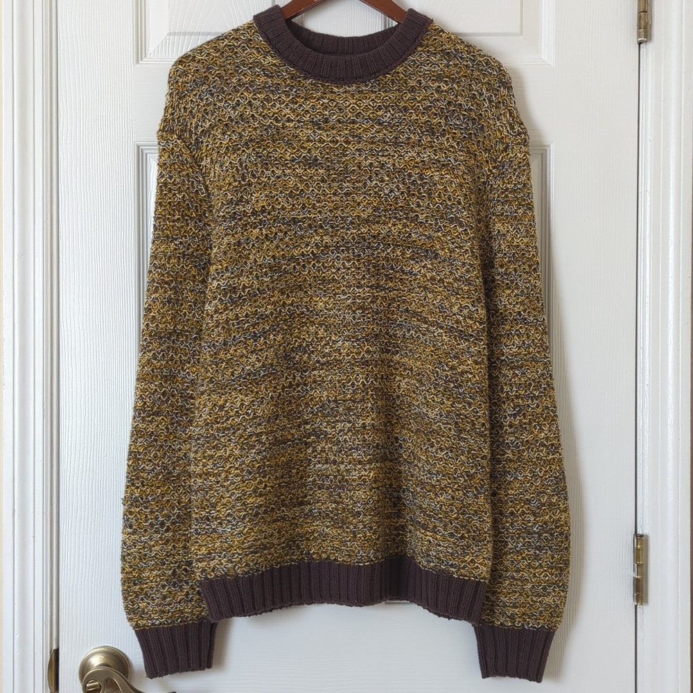BDG Urban Outfitters Otto Marled Knit Relaxed Fit Crewneck Sweater Brown Small